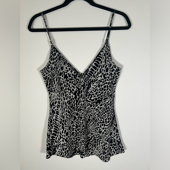 FRAME animal print silk cami top sz M black white glam flowy - Picture 2 of 7